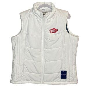 Dr Pepper Embroidered White Puffer Vest SEC Football Graphic NWT New Womens 2XL